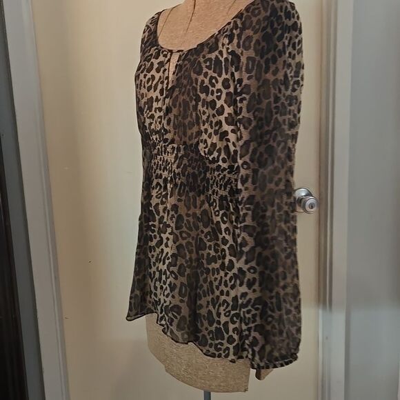 INC International Concepts Brown Tan Bell Sleeve Peplum Blouse - Picture 8 of 12